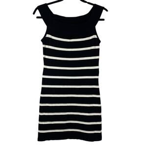 KLD Signature Striped Mini Dress Womens Large Sleeveless LBD Nautical Style READ